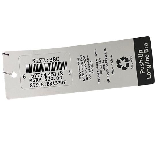 Bebe Womens Bra Size 38C Push Up Longline Bra Rhinstone Adjustable Straps Purple - Picture 8 of 10